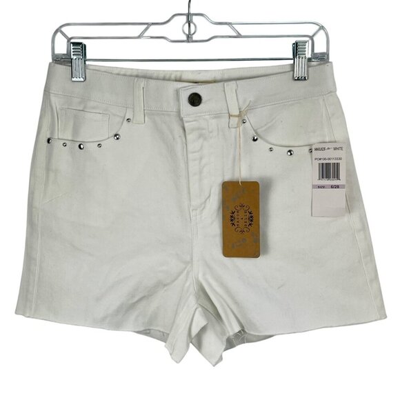 NWT MASON & BELLE White Denim Studded Cut Off Hi-Rise Shorts Size 6 / 28 Casual - Picture 12 of 12